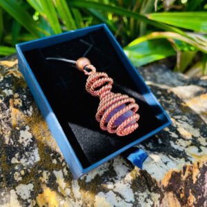 Handcrafted Copper Pendant with Natural Quartz